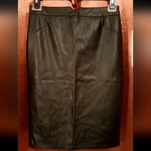 Vintage Faux Leather Black Pencil Skirt